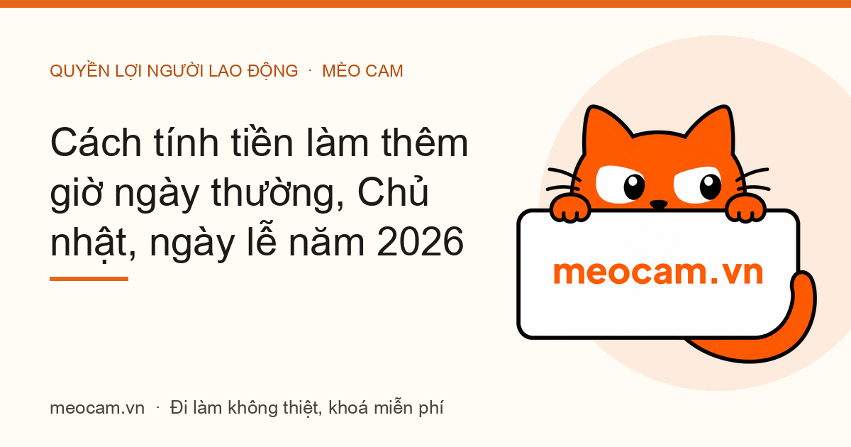 Cách tính tiền làm thêm giờ ngày thường, Chủ nhật, ngày lễ năm 2026