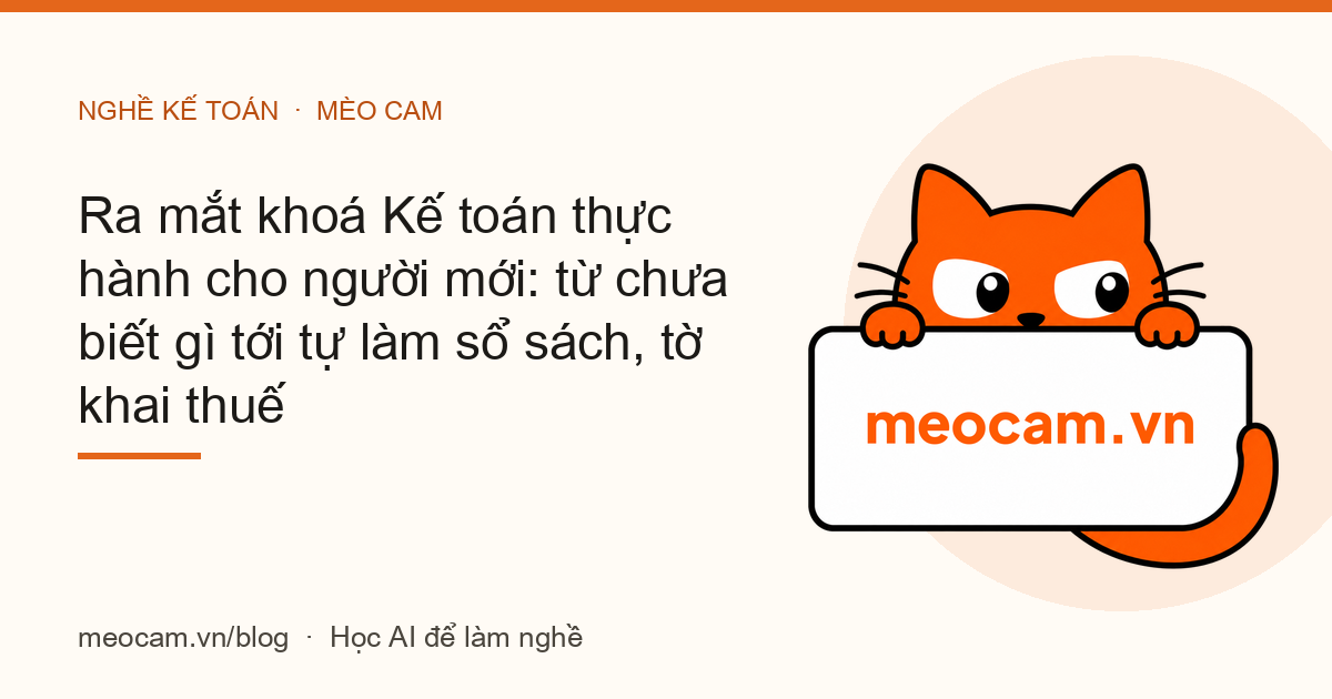 Ra mắt khoá Kế toán thực hành cho người mới: từ chưa biết gì tới tự làm sổ sách, tờ khai thuế